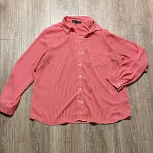 Women’s Salmon Polkadot Patterned Button-Up Shirt Limited brand. size XL